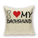 Dachshund Linen Pillow Cover for Sofa Decor Ljojo Home Decorative Cushion Case
