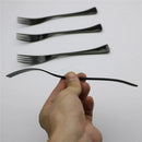 Ljojo 4-Piece Black Stainless Steel Dessert Fork Set for Dinner Salad Fruit