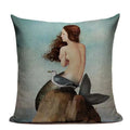 Ljojo Mermaid Pillowcase Ocean Style Cushion Cover 45x45cm Square Home Decor