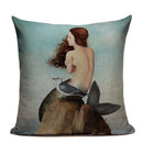 Ljojo Mermaid Pillowcase Ocean Style Cushion Cover 45x45cm Square Home Decor