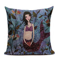 Ljojo Mermaid Pillowcase Ocean Style Cushion Cover 45x45cm Square Home Decor