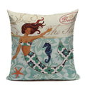 Ljojo Mermaid Pillowcase Ocean Style Cushion Cover 45x45cm Square Home Decor