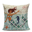 Ljojo Mermaid Pillowcase Ocean Style Cushion Cover 45x45cm Square Home Decor