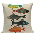 Colorful Fish Pattern Linen Cushion Cover by Ljojo
