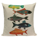 Colorful Fish Pattern Linen Cushion Cover by Ljojo