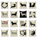 Dachshund Linen Pillow Cover for Sofa Decor Ljojo Home Decorative Cushion Case