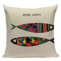Colorful Fish Pattern Linen Cushion Cover by Ljojo