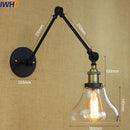 Ljojo Loft Industrial Glass Swing Arm Wall Lamp Fixtures for Bar Coffe Style
