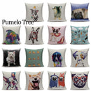 Animal Dog Cushion Cover French Bulldog Pug Pillowcase Woven Linen Decor Home Ljojo
