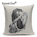 Ljojo Mermaid Pillowcase Ocean Style Cushion Cover 45x45cm Square Home Decor