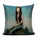 Ljojo Mermaid Pillowcase Ocean Style Cushion Cover 45x45cm Square Home Decor