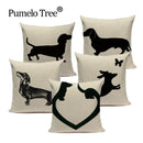 Dachshund Linen Pillow Cover for Sofa Decor Ljojo Home Decorative Cushion Case