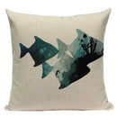 Colorful Fish Pattern Linen Cushion Cover by Ljojo