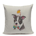 Animal Dog Cushion Cover French Bulldog Pug Pillowcase Woven Linen Decor Home Ljojo
