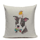 Animal Dog Cushion Cover French Bulldog Pug Pillowcase Woven Linen Decor Home Ljojo