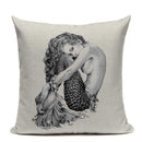 Ljojo Mermaid Pillowcase Ocean Style Cushion Cover 45x45cm Square Home Decor