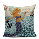 Ljojo Mermaid Pillowcase Ocean Style Cushion Cover 45x45cm Square Home Decor