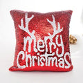 Ljojo Mermaid Snowflake Deer Sequin Red Christmas Pillow Cover