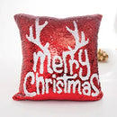 Ljojo Mermaid Snowflake Deer Sequin Red Christmas Pillow Cover