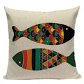 Colorful Fish Pattern Linen Cushion Cover by Ljojo