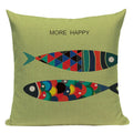 Colorful Fish Pattern Linen Cushion Cover by Ljojo