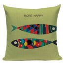 Colorful Fish Pattern Linen Cushion Cover by Ljojo
