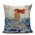 Ljojo Mermaid Pillowcase Ocean Style Cushion Cover 45x45cm Square Home Decor