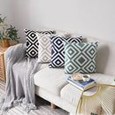 Embroidered Geometric Cushion Cover Grey Black Blue Ljojo Pillowcase Square 45x45cm