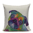 Animal Dog Cushion Cover French Bulldog Pug Pillowcase Woven Linen Decor Home Ljojo
