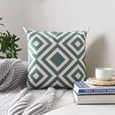 Embroidered Geometric Cushion Cover Grey Black Blue Ljojo Pillowcase Square 45x45cm