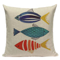 Colorful Fish Pattern Linen Cushion Cover by Ljojo