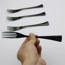Ljojo 4-Piece Black Stainless Steel Dessert Fork Set for Dinner Salad Fruit