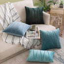 Blue Velvet Cushion Cover Set 18x18" - Ljojo Decorative Pillows for Living Room