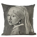 Art Oil Painting Pearl Girl Cushion Cover 45*45cm Ljojo Home Decor Art Accessories