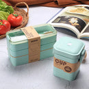 Ljojo 3-Layer Wheat Straw Bento Box - Healthy Microwave Food Storage Container