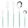 Ljojo Mint Green Stainless Steel Cutlery Set | 5pcs Knife Fork Spoon Flatware Tableware