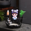 Ljojo Little Monk Ceramic Incense Burner with Mountain Water Flow Ornament