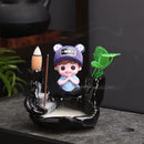 Ljojo Little Monk Ceramic Incense Burner with Mountain Water Flow Ornament