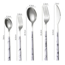 Ljojo Marble Pattern Cutlery Set: Knife, Fork, Spoon - Western Style, Stainless Steel