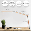 Ljojo LED Desk Lamp with Clip 8W Swing Arm Study Office Bedside Dimmable Table Light