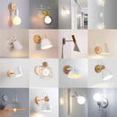 Ljojo LED White Wood Wall Lights Modern Sconce Nordic Design E27 Base Fixture