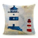 Ljojo Mediterranean Lighthouse Sail Print Pillow Cover for Home Decor