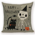 Happy Halloween Pumpkin Print Linen Throw Pillow Cover by Ljojo