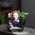 Ljojo Little Monk Ceramic Incense Burner with Mountain Water Flow Ornament