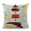 Ljojo Mediterranean Lighthouse Sail Print Pillow Cover for Home Decor