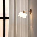 Ljojo Milk Glass LED Wall Light with Pull Chain Switch - Modern Copper Wall Lamp