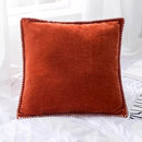 Chenille Cushion Cover with Fringe in Pink Grey Mustard Yellow for Home Sofa Bed Decor 45x45cm