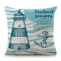 Ljojo Mediterranean Lighthouse Sail Print Pillow Cover for Home Decor