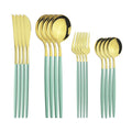 Ljojo Mint Green Stainless Steel Cutlery Set - 16pcs for Kitchen Tableware