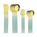 Ljojo Mint Green Stainless Steel Cutlery Set - 16pcs for Kitchen Tableware